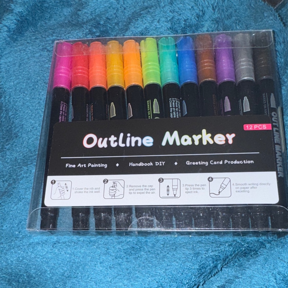 Outline Marker Set - 12 PCS - Multicolor